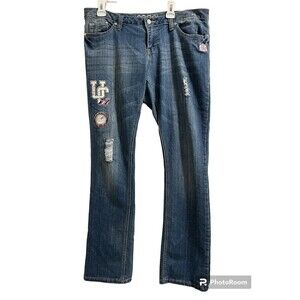 Coogi Womens Patched UC Slim‎ Blue Jeans Size 15/16